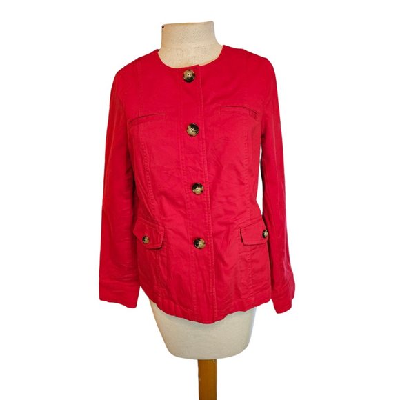Talbots Cotton Coat size 8 Petite button closure Red - Picture 1 of 12